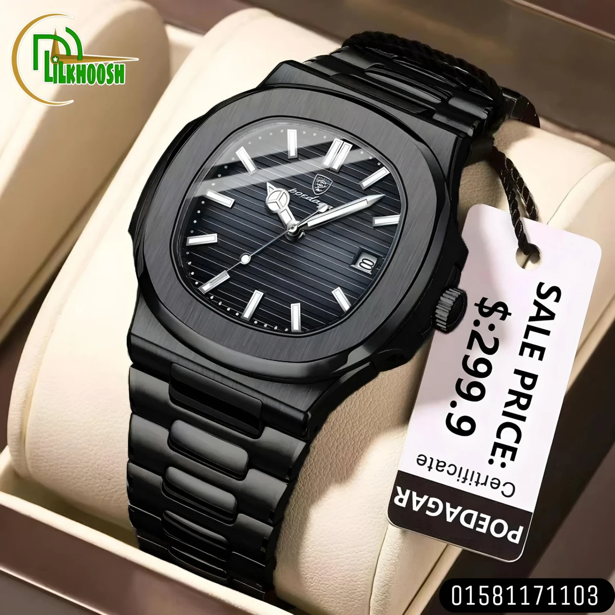 Poedagar 613 Luxury Stainless Steel Strap Watch(Full Blackl)
