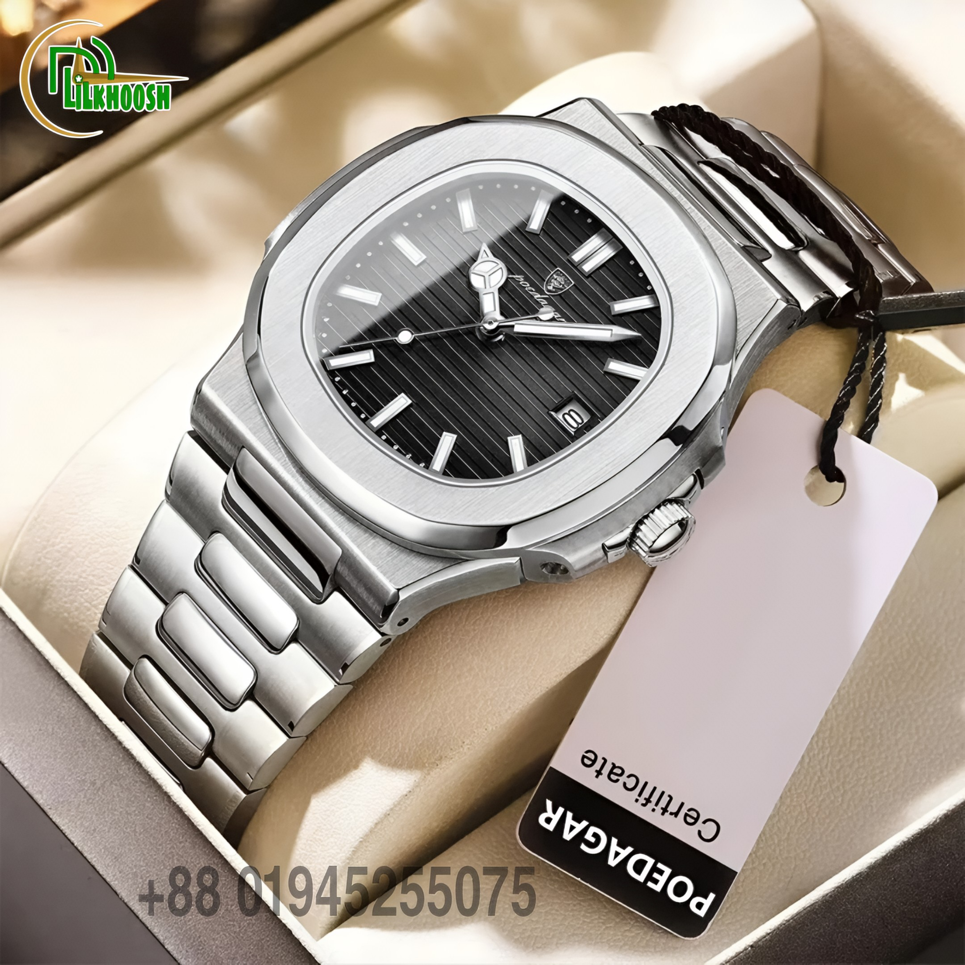 Poedagar 613 Luxury Stainless Steel Strap Watch(Black Dial)