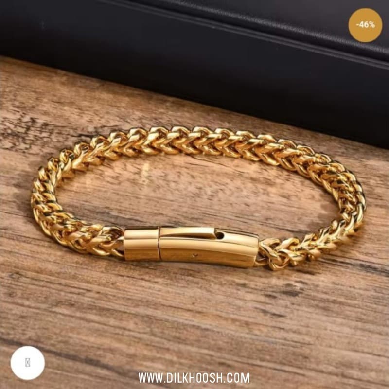 Luxurious Vintage Link Chain Men’s Stainless Steel Bracelet- Gold