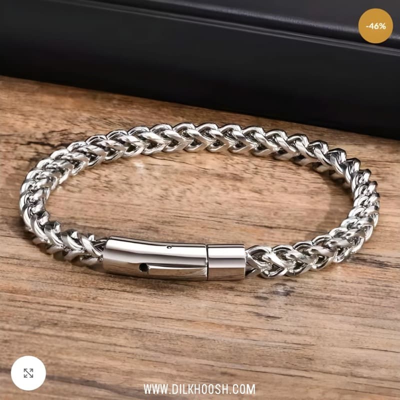 Luxurious Vintage Link Chain Men’s Stainless Steel Bracelet- Silver