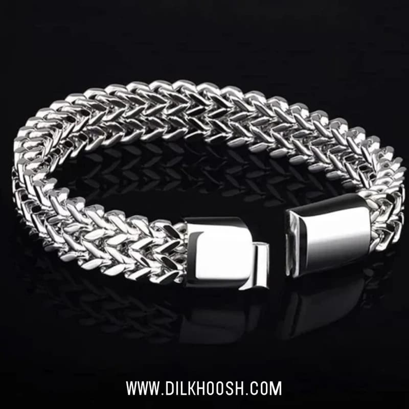 Luxurious Men’s Stainless Steel Bracelet- Silver
