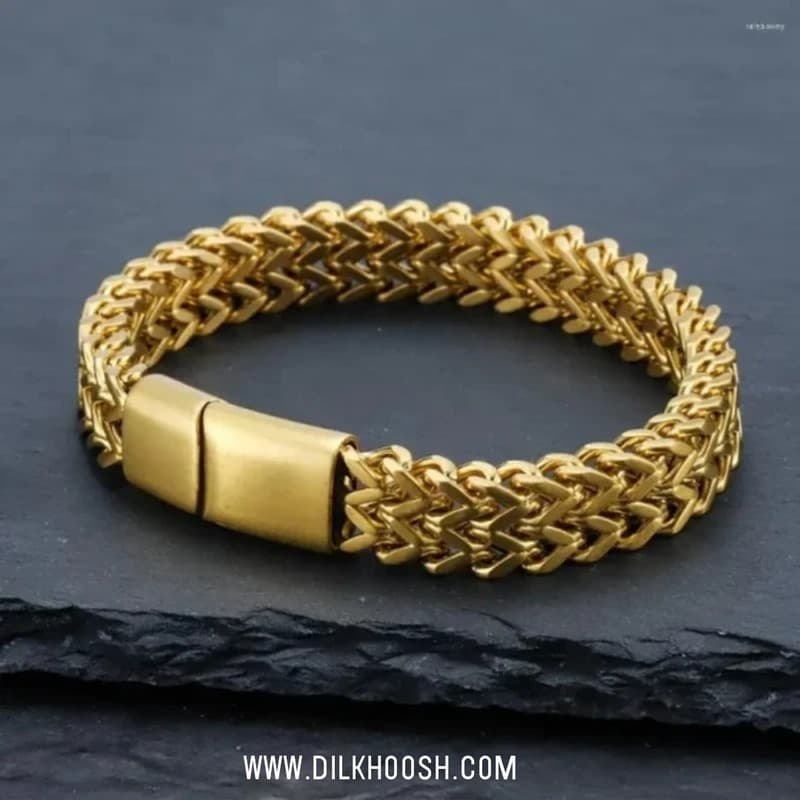 Luxurious Men’s Stainless Steel Bracelet- Gold